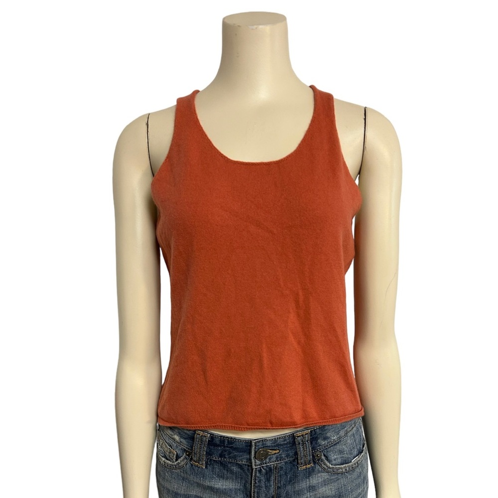Banana republic Y2k Cashmere Racerback Top Womens Medium Burnt Orange Sienna